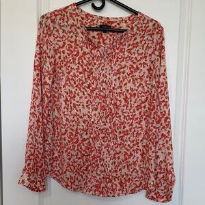 Talbots Vibrant Red and White Blouse